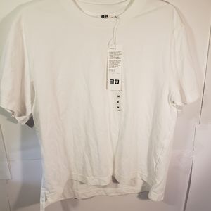 Uniqlo White T-Shirt Cotton Medium Womens Shirt Top